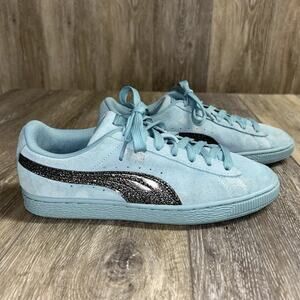 Puma Classic Suede Turquoise Blue Low Top Youth US Size 5.5 Sneaker Shoes